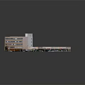 Modern Commercial Building Model With Multi Story Structures Parking Area Road And Greenery