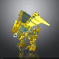 Yellow Blue Mechanical Dragon Toy Constructed With Detailed Building Block Parts
