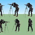 Men In Tactical Gear Using Sniper Rifles On Tripods In Various Positions