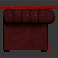Modern Furniture Set Featuring Red Square Table And Burgundy Tufted Sofa