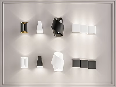 Modern Black And White Wall Mounted Lamps With Various Geometric Designs 3d model