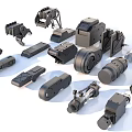 Hard surface mechanical parts combination of mechanical parts 3d model