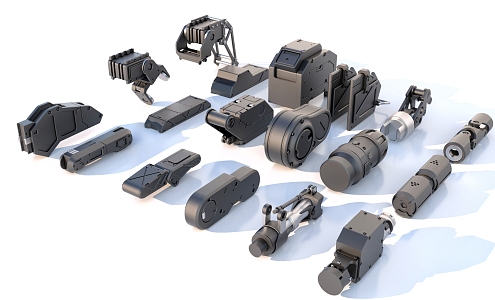 Hard surface mechanical parts combination of mechanical parts 3d model