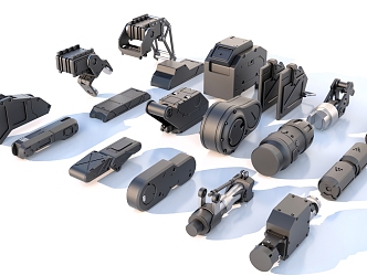 Hard surface mechanical parts combination of mechanical parts 3d model