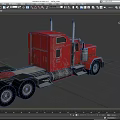 Red Semi Truck Featuring Dual Exhaust Pipes Shiny Cab And Black Tires