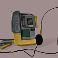 Vintage Cassette Player With Yellow Headphones For Retro Music Listening