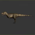 3D Rendered Tyrannosaurus Dinosaur Model With Open Mouth Sharp Teeth Yellow Spots On Gray Background