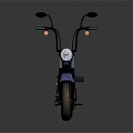 Blue Custom Motorcycle With Vintage Graphics And Worn Tires Design