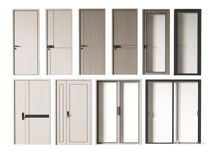 Swing Doors Modern Design With Various Styles And Materials For Home Interior 3d model