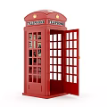 Red Telephone Booth With Crown Logo And TELEPHONE Sign Design