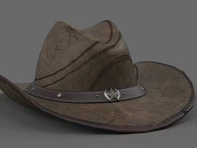 American Cowboy Hat Leather Hat Clothing 3d model