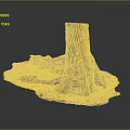 Realistic Wooden Stump Model With Natural Stone Base And Mossy Texture