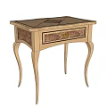 Solid Wooden Entryway Console Table With Curved Legs And Carved Drawer Design