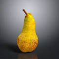 Single Juicy Ripe Organic Yellow Pear With Brown Spots On Gray Background