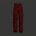 Stylish Red Cargo Pants With Multiple Pockets For Everyday Use And Comfort 3d model