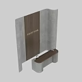 Modern Stylish Reception Counter With Natural Wood Panel And Textured Concrete Tile Wall Design