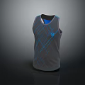 Stylish Gray Sleeveless Tank Top With Blue Line Patterns And Logo 3d model