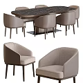 Modern Dining Table With Light Gray Upholstered Chairs For Home Living Area