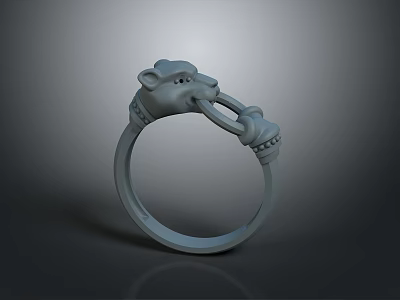 Unique Stylish Grey Lion Head Ring With Claw Design Fashion Accessory For Men Women 3d model