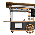 Wooden Mobile Food Cart With Menu Board And Spoked Wheels For Outdoor Vending
