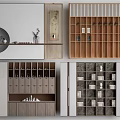Modern Entryway Cabinet And Side Cabinet Design With Wooden Shelves And Storage Display Areas