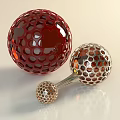Elegant Modern Home Decor Ornament Set With Red Gold Hollow Spherical Designs