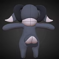 Gray and White Stuffed Toy with Yellow Eyes Long Ears Open Arms and Stitched Design