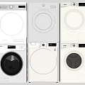 Multiple White Washing Machines With Various Designs And Control Features On