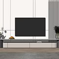 Modern Living Room TV Stand With Flat Screen TV Vase Fruit Tray And Wall Panel