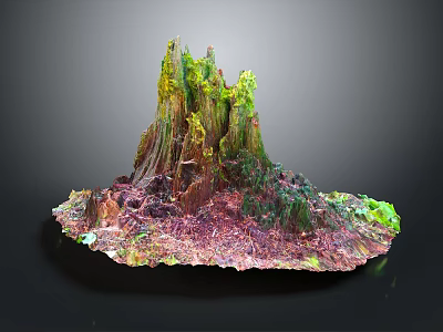 Vibrant Colorful Plant Structure With Hill Like Shape Purple Pink Base And Green Yellow Foliage 3d model