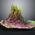 Vibrant Colorful Plant Structure With Hill Like Shape Purple Pink Base And Green Yellow Foliage