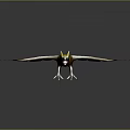3D Realistic Bird Model With Spread Wings And Yellow Brown Feather Textures