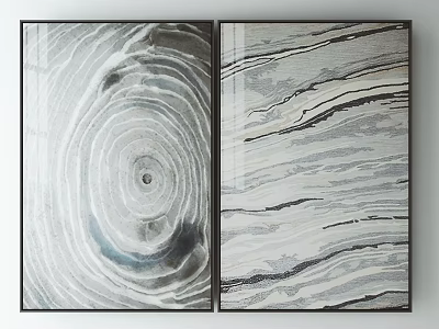 Modern Wall Art with Wood Grain and Marble Texture in Black Frames for Home Decor 3d model