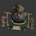 Wooden Stone Decorative Piece With Natural Texture And Golden Metal Stand Base