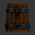Handcrafted Wooden Mug With Ornate Metal Bands And Unique Curved Handle Design