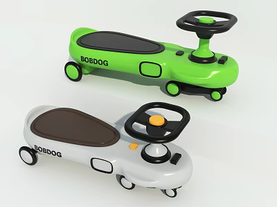 BOBDOG Electric Ride on Cars with Steering Wheels Green and Gray for Kids 3d model