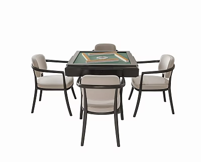 Modern Mahjong Table and Chair Combination 3d model