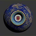 Blue Vase Sculpture Carving With Dragon Patterns Golden Decorations And Double Handles
