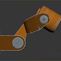Orange Metal Furniture Bracket With Circular Components And Bolt Details