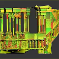 Intricate Architectural Model With Carved Columns Balcony And Ornamental Details