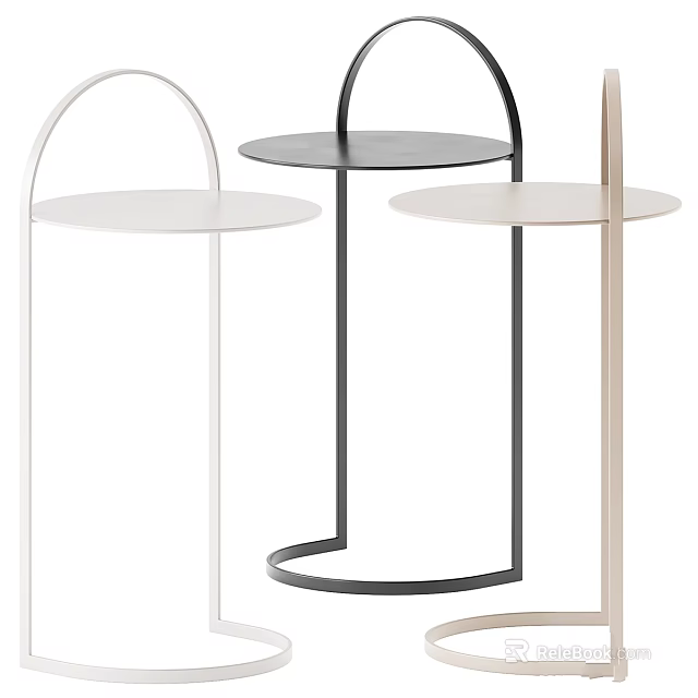 Modern Side Tables With Metal Frame Round Top And Different Colors 3d model
