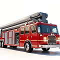 Red Fire Truck With Extendable Ladder Multiple Doors And Bright Headlights