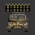 Vintage Truck With Long Ladder On Top Yellow And Silver Painted Body