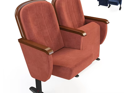 Red Upholstered Leisure Chairs With Wooden Armrests And Black Base Design 3d model