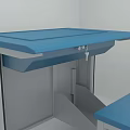 Simple Modern Desk and Stool Set With Blue Top and Gray Frame 3d model