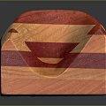 Artisan Crafted Wood And Stone Decorative Block With Layered Red And Natural Tones