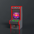 Retro Arcade Machine With Red Trim Colorful Screen Green Buttons And Coin Slot