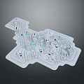 3D City Planning Model Featuring Urban Layout Buildings Roads And Area Markers