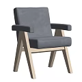 Modern Accent Chair With Wooden Frame Gray Upholstered Seat And Comfortable Armrests