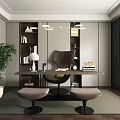 Modern Study Bookcase Customized Desk Decorative Cabinet Personalized Black and White Grey 3d model